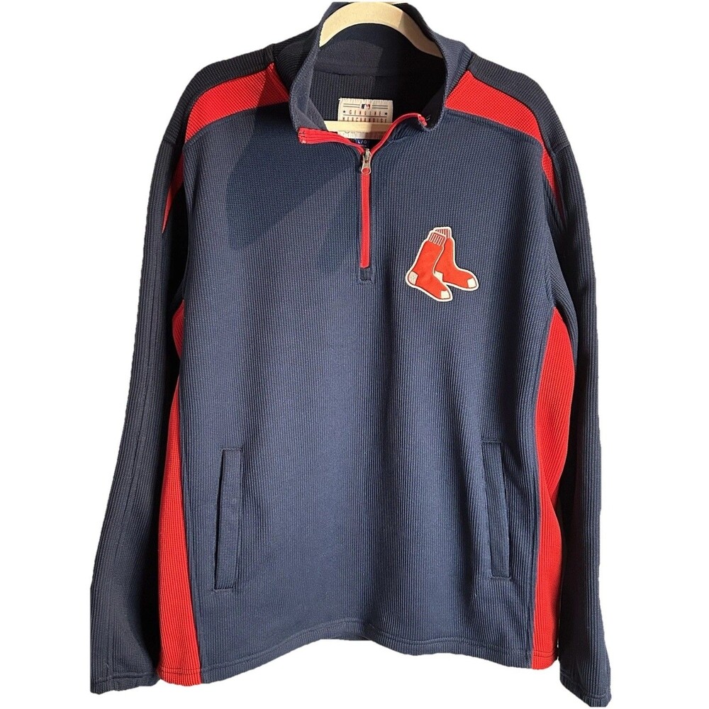 G-III Boston Red Sox MLB Waffle Knit 1/4 Zip Pullover Fleece Lined Baseball Lrg